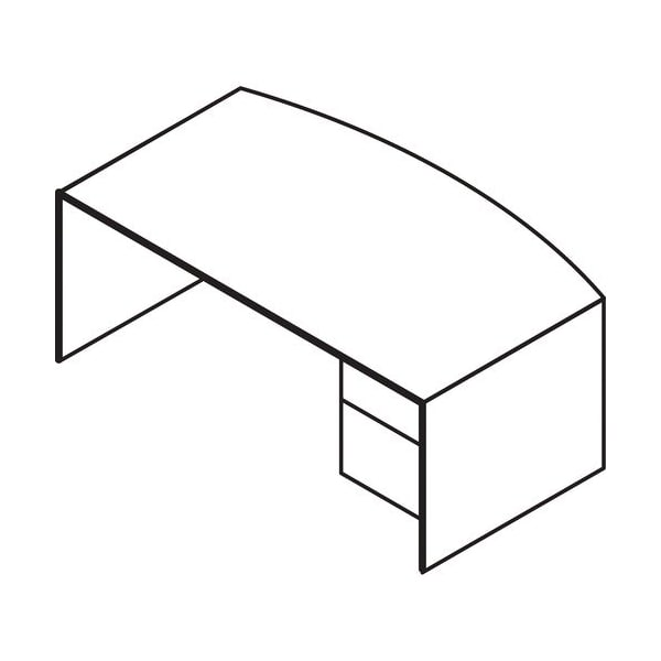 Groupe Lacasse Desk, Right Ped, Bow, SS Handle, B/F, 72inx42inx29in, Niagara LAS4XS4272FAA - main